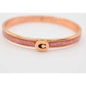 Coach Women's Iconic Glitter Brass Bangle Bracelet in Rose Gold
